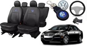 Kit de Capas de Couro para Jetta 2009 - Couro Impermeável + Chaveiro + Capa de Volante Kit de Capas de Couro para Jetta 2009 - Couro Impermeável + Chaveiro + Capa de Volante