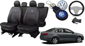 Kit de Capas de Couro para Jetta 2012 - Couro Impermeável + Chaveiro + Capa de Volante Kit de Capas de Couro para Jetta 2012 - Couro Impermeável + Chaveiro + Capa de Volante