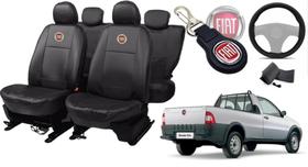 Kit de Capas de Couro para Strada 2003 - Couro Impermeável + Chaveiro + Capa de Volante Kit de Capas de Couro para Strada 2003 - Couro Impermeável + Chaveiro + Capa de Volante