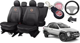 Kit de Capas de Couro para Strada 2016 - Couro Impermeável + Chaveiro + Capa de Volante Kit de Capas de Couro para Strada 2016 - Couro Impermeável + Chaveiro + Capa de Volante