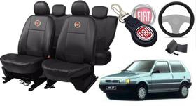 Kit de Capas de Couro para Uno 1991 - Couro Impermeável + Chaveiro + Capa de Volante