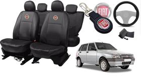 Kit de Capas de Couro para Uno 2001 - Couro Impermeável + Chaveiro + Capa de Volante Kit de Capas de Couro para Uno 2001 - Couro Impermeável + Chaveiro + Capa de Volante