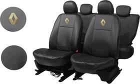 Kit de Capas de Couro Renault Logan 2015 a 2016 + Capa de Volante com Agulha