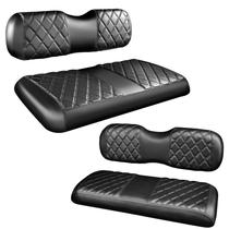 Kit de Capas para Banco de Carrinho de Golfe NOKINS com Costura Diamante Preto Kit de Capas para Banco de Carrinho de Golfe NOKINS com Costura Diamante Preto