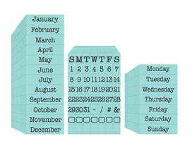 Kit de Carimbos para Calendário com Fonte Typewriter de 75 Peças Kit de Carimbos para Calendário com Fonte Typewriter de 75 Peças