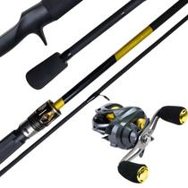 Kit de carretilha Jaú Pesca 5Rol 10kg drag + Vara Grafite