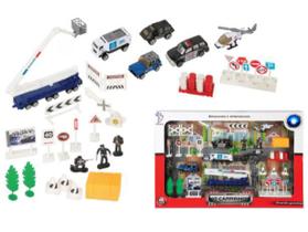 Kit De Carrinhos de Policia Com 40 Peças Fenix Kit De Carrinhos de Policia Com 40 Peças Fenix