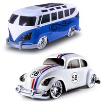 Kit de Carrinhos Fusca e Kombi Roda Livre Infantil 20cm