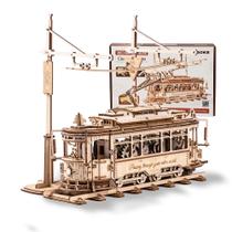 Kit de carro modelo Puzzle ROKR Classic City Tram de madeira para adultos