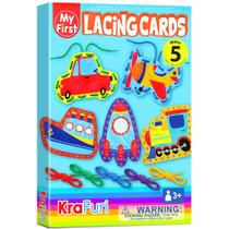 Kit de cartões de cadarço KRAFUN Preschool Beginner com 5 peças de transporte