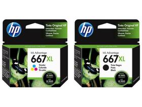 Kit De Cartuchos Originais Hp 667 Xl Black + Color Kit De Cartuchos Originais Hp 667 Xl Black + Color