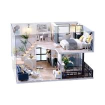 Kit De Casa De Bonecas 3D De Madeira Para Crianças Com Móveis, Brinquedo De Montagem Mini, Presente