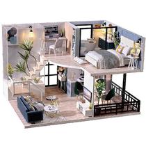 Kit de casa de bonecas de madeira em miniatura com móveis Kit de casa de bonecas de madeira em miniatura com móveis