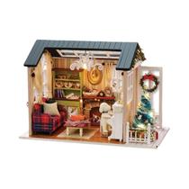 Kit De Casa De Bonecas De Natal Em Madeira Com Luz LED, Quebra-Cabeça 3D, Decoração Para Crianças,