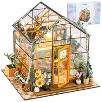 Kit de casa de bonecas DIY STUIPIUL Greenhouse com móveis e luz LED