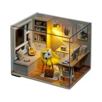 Kit De Casa De Bonecas Em Madeira 3D Feito À Mão, Mini Construção Com Móveis, Presentes De Natal E
