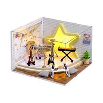 Kit De Casa De Bonecas Em Madeira 3D Feito À Mão, Mini Construção Com Móveis, Presentes De Natal E