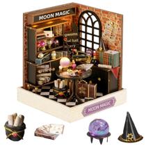 Kit de casa de bonecas em miniatura DIY Casa de bonecas de madeira com LED (lua) Kit de casa de bonecas em miniatura DIY Casa de bonecas de madeira com LED (lua)