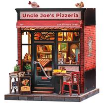Kit de casa de bonecas em miniatura DIY Cutefun Book Nook Uncle Joe's Pizzeria