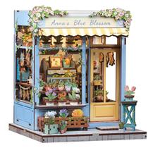 Kit de casa de bonecas em miniatura DIY Fsolis Book Nook Anna's Blue Blossom