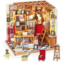Kit de casa de bonecas em miniatura DIY Rolife Bookstore Room Sam's Study