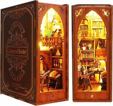 Kit de casa de bonecas em miniatura Funle Book Nook com luzes LED Kit de casa de bonecas em miniatura Funle Book Nook com luzes LED