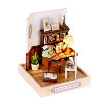 Kit de casa de bonecas em miniatura TuKiie Elegant Studio em escala 1:24 com móveis