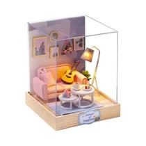 Kit De Casa De Bonecas Miniatura De Madeira Com Luz LED DIY Quebra-Cabeça 3D Criativo Brinquedo