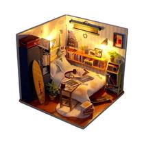 Kit De Casa De Bonecas Miniatura De Madeira Feito À Mão Com Conjunto De Móveis, Brinquedo De