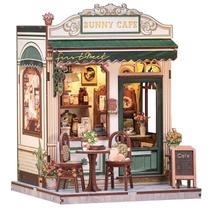 Kit de casa de bonecas para cafeteria em miniatura DIY Cutefun Book Nook