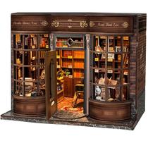 Kit de casa em miniatura DIY Spilay Magic Bookstore com luzes LED