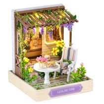Kit de casa em miniatura DIY YSWOOD WORLD com LED e capa protetora contra poeira