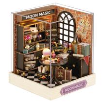 Kit de casa em miniatura DIY YSWOOD WORLD Moon Magic com LED e poeira