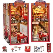 Kit de casa em miniatura fifijoy Book Nook 1950s Diner com luz LED Kit de casa em miniatura fifijoy Book Nook 1950s Diner com luz LED