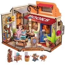 Kit de casa em miniatura Rolife Corner Bookstore com LED em escala 1:20 Kit de casa em miniatura Rolife Corner Bookstore com LED em escala 1:20
