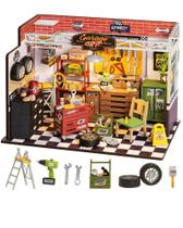 Kit de casa em miniatura Rolife Garage Workshop com escala LED 1:20