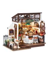 Kit de casa em miniatura RoWood No.17 Café com LED para adultos