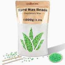 Kit de cera dura Wax Beads de 1 kg para depilação com 50 palitos Kit de cera dura Wax Beads de 1 kg para depilação com 50 palitos