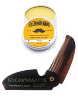 Kit de cera para bigode Golden Beards Kobenhavn com 3 pentes dobráveis