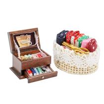 Kit de cesta de costura em miniatura e caixa de costura Odoria 1/12 Scale