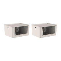 Kit de cestos com abertura frontal e tampa Ou 2 peças 16L Flow Kit de cestos com abertura frontal e tampa Ou 2 peças 16L Flow