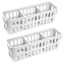 Kit de Cestos Organizador Slim Com Divisória 1,3L Elloplas 26X8X8cm - Branco -