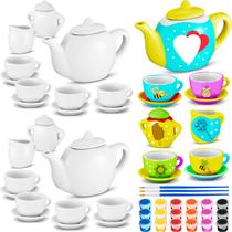 Kit de chá PullCrease Paint Your Own com 45 xícaras de cerâmica Kit de chá PullCrease Paint Your Own com 45 xícaras de cerâmica