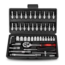 Kit De Chave De Catraca De 46 Peças Allen Torks Fenda Soquete Aço Inoxidável Maleta Transporte Kit De Chave De Catraca De 46 Peças Allen Torks Fenda Soquete Aço Inoxidável Maleta Transporte