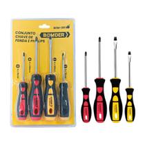Kit De Chave De Fenda E Phillips 4 Peças Com Imã