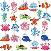 Kit de chaveiros de pintura de diamante Karenhi, 24 peças de animais marinhos, 7x5 cm Kit de chaveiros de pintura de diamante Karenhi, 24 peças de animais marinhos, 7x5 cm