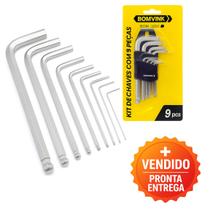 Kit De Chaves Allen 9 Peças Aço Resistente Ferramenta Ideal Para Reparos E Montagens