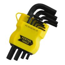 Kit de Chaves em L Hexagonal Pequena 9 Peças Variadas Ergonômico Fertak