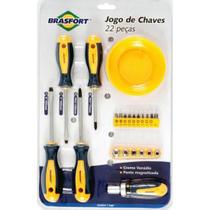 Kit de Chaves Fenda/Phillips Com 22 Peças Brasfort