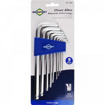 Kit de Chaves Hexagonais Abaula Longa Com 9 Peças de 1.5 a 6mm Brasfort